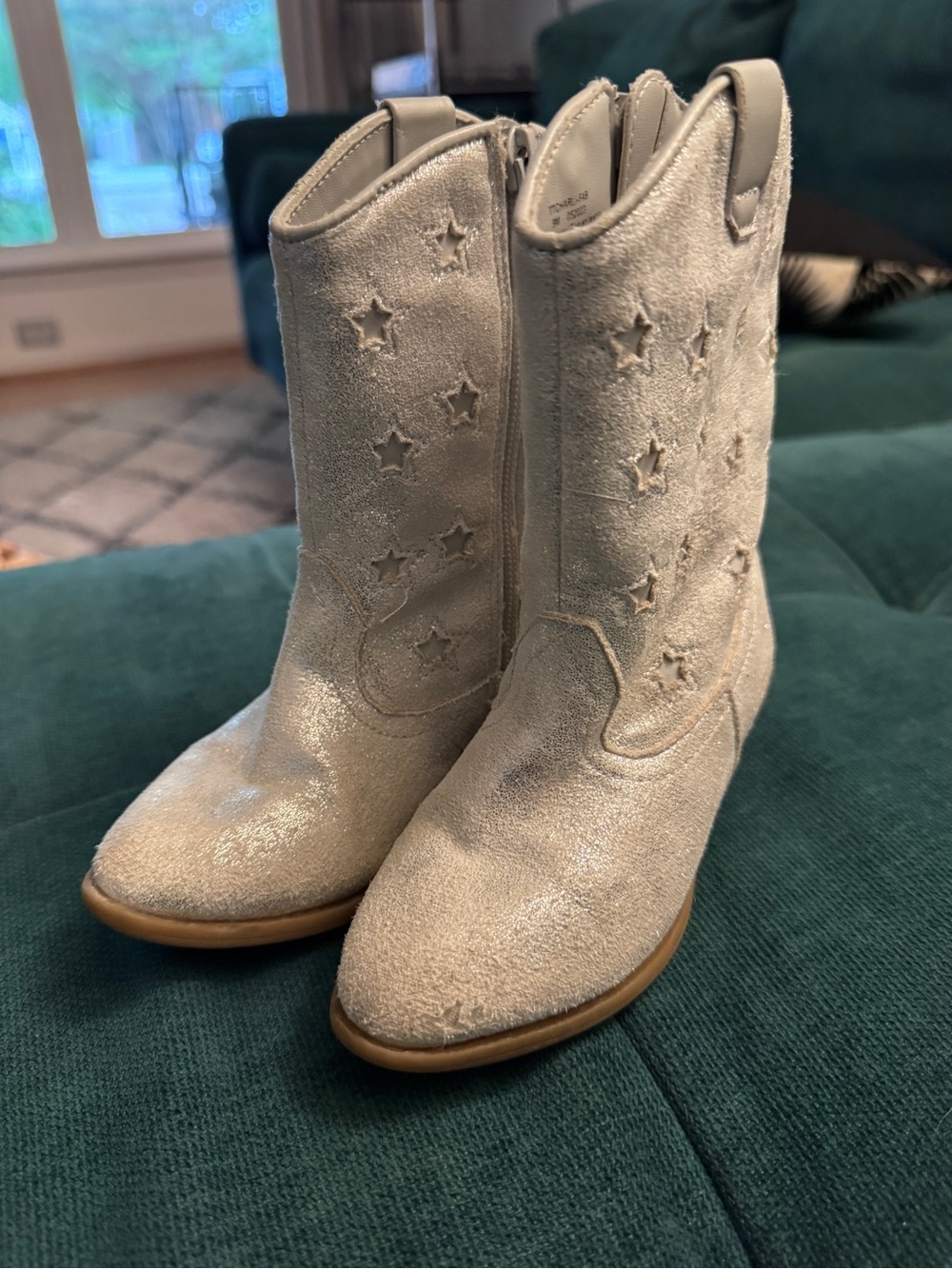 Tucker + Tate Girls' Glitter Star Cowboy Boots - Silver GUC
